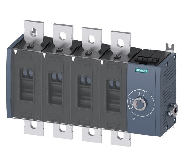 SIEMENS - Lasttrennschalter 500A, Baugr. 4, 4-polig Seitenwandantrieb rechts Grundgerät