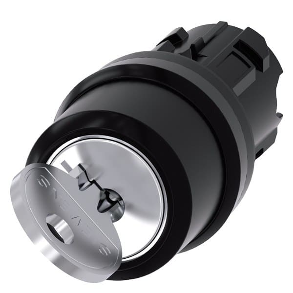 SIEMENS - Schlüsselschalter RONIS, 22mm, rund, Kunststoff, Schlüsselabzug O