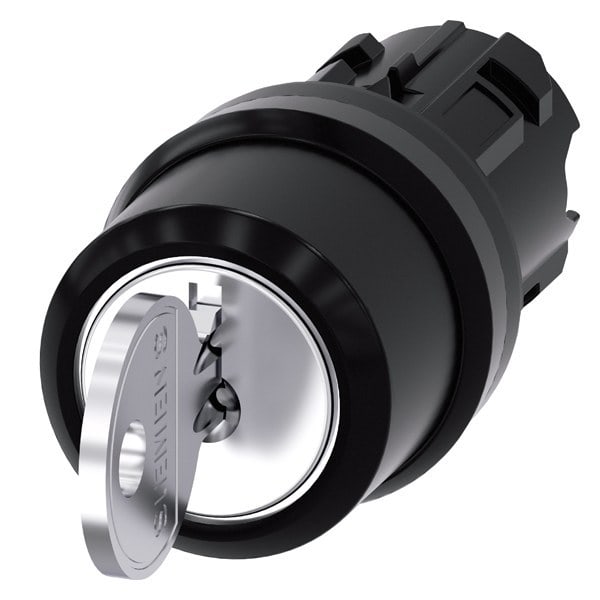 SIEMENS - Schlüsselschalter RONIS, 22mm, rund, Kunststoff, Schlüsselabzug I+O+II