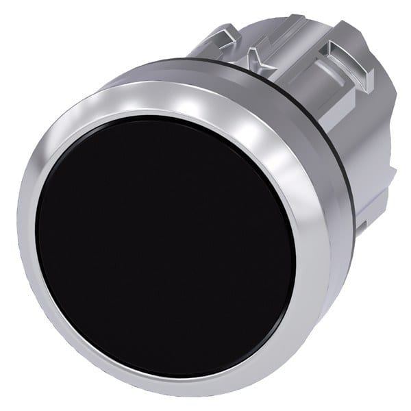 SIEMENS - Drucktaster, 22mm, rund, Metall, hochglanz, schwarz, Druckknopf