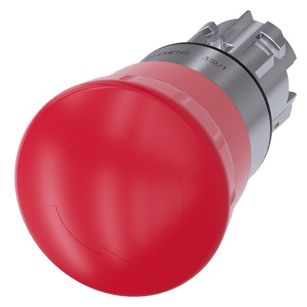 SIEMENS - Not-Halt-Pilzdrucktaster, 22mm, rund, Metall, hochglanz, rot, Drehentriegelung