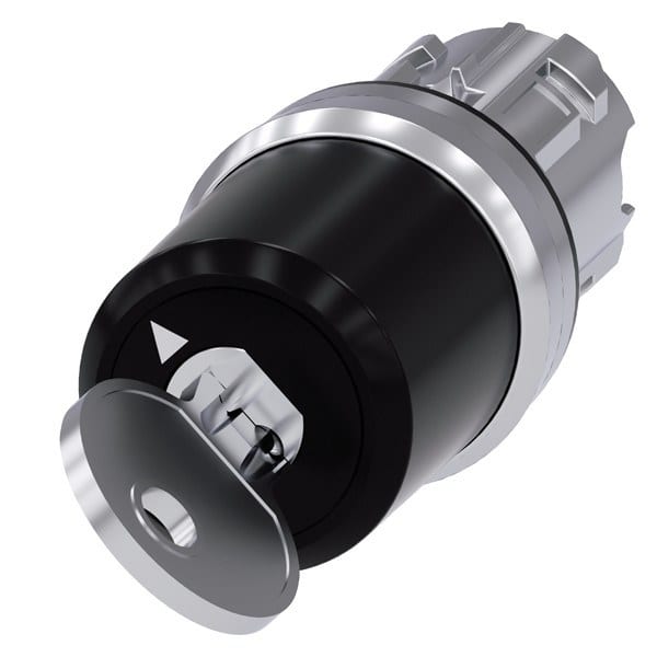 SIEMENS - Schlüsselschalter Siemens, C, 22mm, rund, Metall, hochglanz, Schlüsselabzug O+I