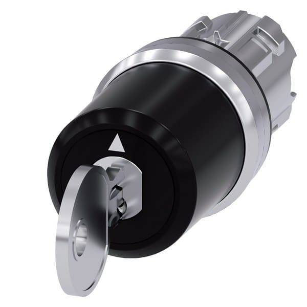 SIEMENS - Schlüsselschalter Siemens, C, 22mm, rund, Metall, hochglanz, Schlüsselabzug O
