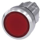 SIEMENS - Drucktaster, beleuchtet, 22mm, rund, Metall, hochglanz, rot, Druckknopf