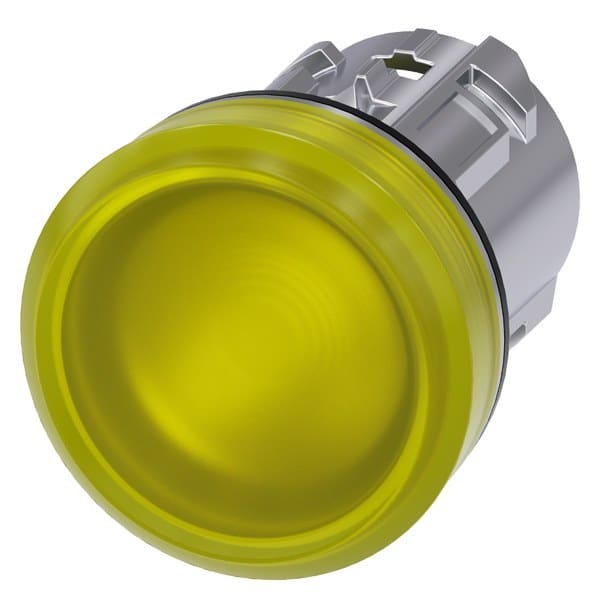 SIEMENS - Leuchtmelder, 22mm, rund, Metall, hochglanz, gelb, Linse, glatt