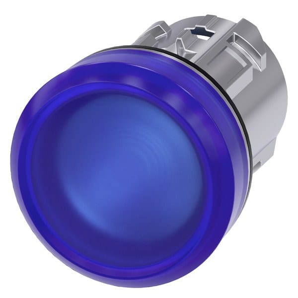 SIEMENS - Leuchtmelder, 22mm, rund, Metall, hochglanz, blau, Linse, glatt