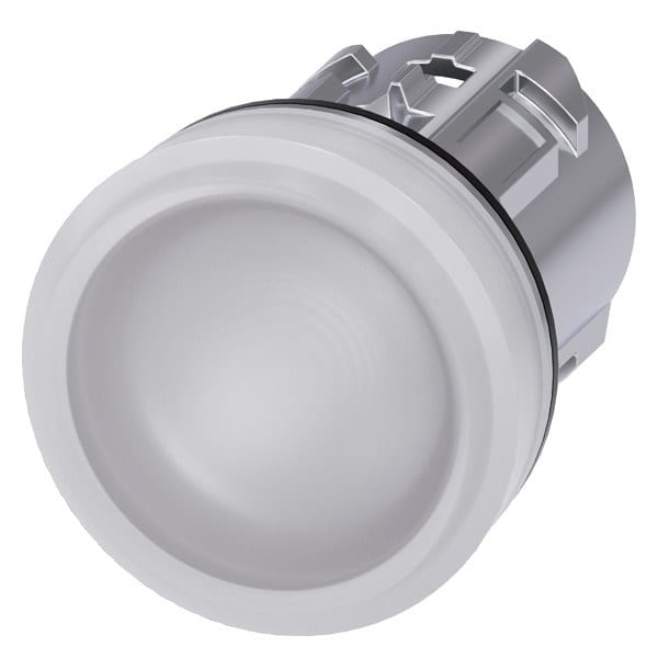 SIEMENS - Leuchtmelder, 22mm, rund, Metall, hochglanz, weiß, Linse, glatt