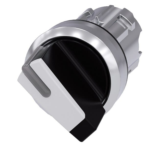 SIEMENS - Knebelschalter, beleuchtbar, 22mm, rund, Metall, hochglanz, weiß