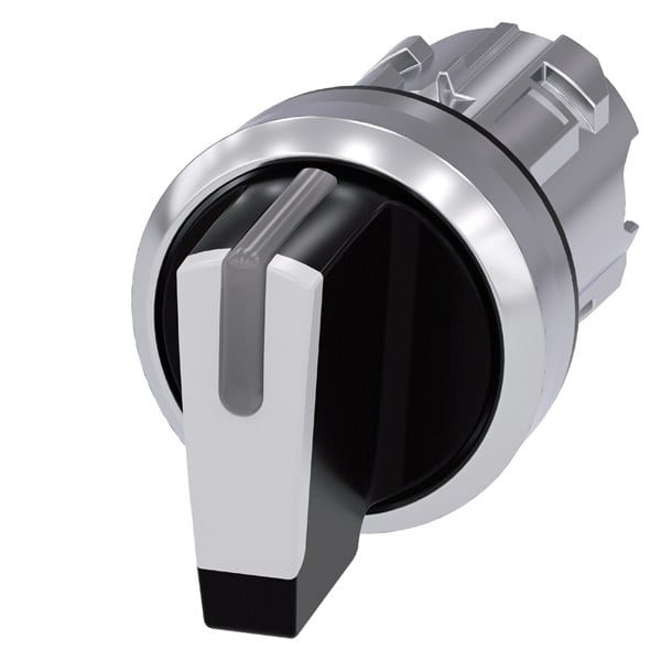 SIEMENS - Knebelschalter, beleuchtbar, 22mm, rund, Metall, hochglanz, weiß