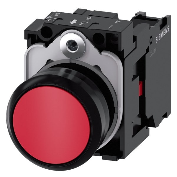 SIEMENS - Drucktaster, 22mm, rund, Kunststoff, rot, Druckknopf, 1Ö