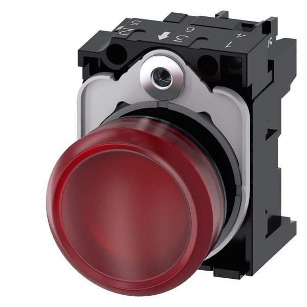 SIEMENS - Leuchtmelder, 22mm, rund, Kunststoff, rot, Linse, glatt, AC 230V
