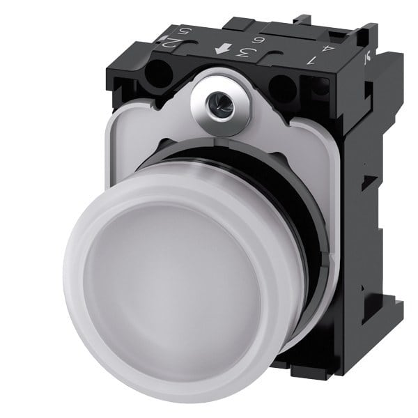 SIEMENS - Leuchtmelder, 22mm, rund, Kunststoff, weiß, Linse, glatt, AC 230V