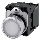 SIEMENS - Drucktaster, beleuchtet, 22mm, rund, Metall, hochglanz, weiß, Druckknopf, 1S