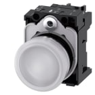 SIEMENS - Leuchtmelder, 22mm, rund, Metall, hochglanz, weiß, Linse, glatt, AC/DC 24V