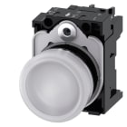 SIEMENS - Leuchtmelder, 22mm, rund, Metall, hochglanz, weiß, Linse, glatt, AC 230V
