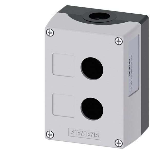 SIEMENS - Gehäuse für Befehlsgeräte, 22mm, rund, Kunststoff, grau, 2 Befehlsstellen