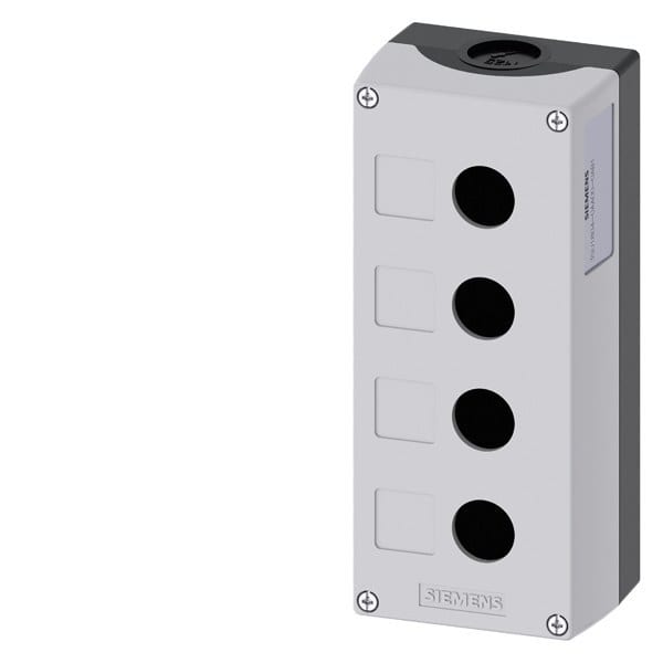 SIEMENS - Gehäuse für Befehlsgeräte, 22mm, rund, Kunststoff, grau, 4 Befehlsstellen