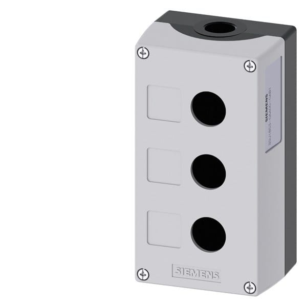 SIEMENS - Gehäuse für Befehlsgeräte, 22mm, rund, Metall, grau, 3 Befehlstellen