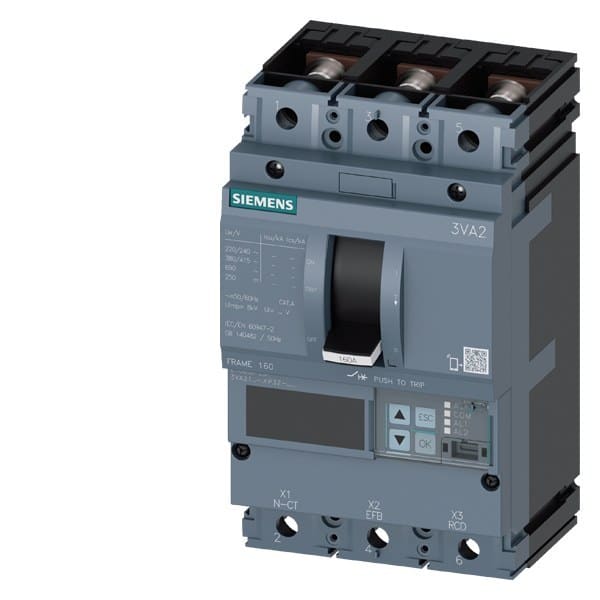 SIEMENS - Leistungsschalter, IEC, Frame 160, 63 A, 3-polig, 110 kA, ETU8, LSI, Schraube...