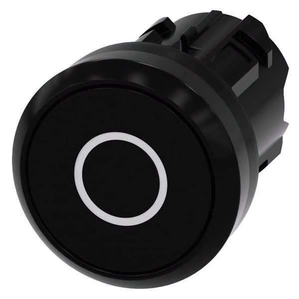 SIEMENS - Drucktaster, 22mm, rund, Kunststoff, schwarz, Beschriftung: O, Druckknopf
