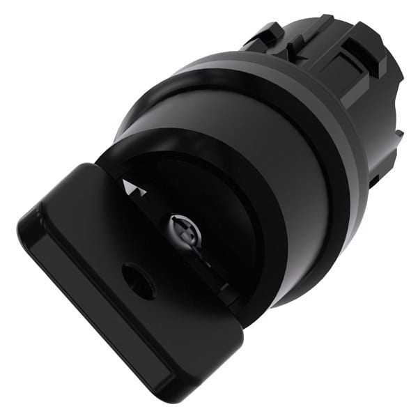 SIEMENS - Schlüsselschalter O.M.R, 22mm, rund, Kunststoff, schwarz, Schlüsselabzug O