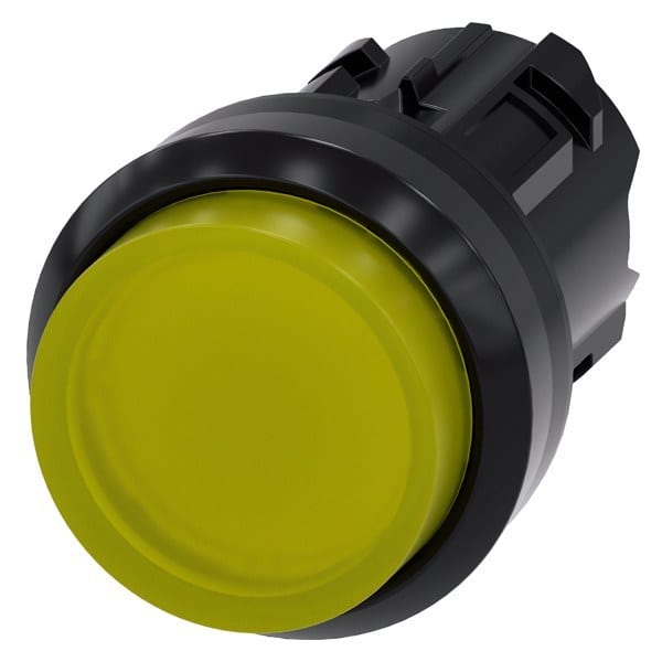 SIEMENS - Drucktaster, beleuchtet, 22mm, rund, Kunststoff, gelb, Druckknopf