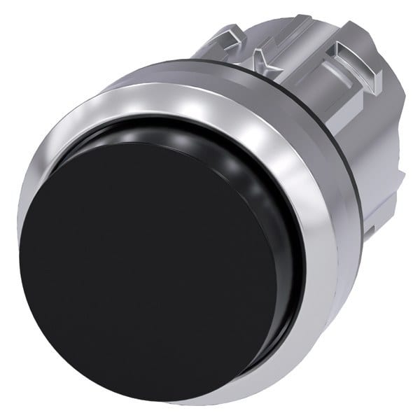 SIEMENS - Drucktaster, 22mm, rund, Metall, hochglanz, schwarz, Druckknopf