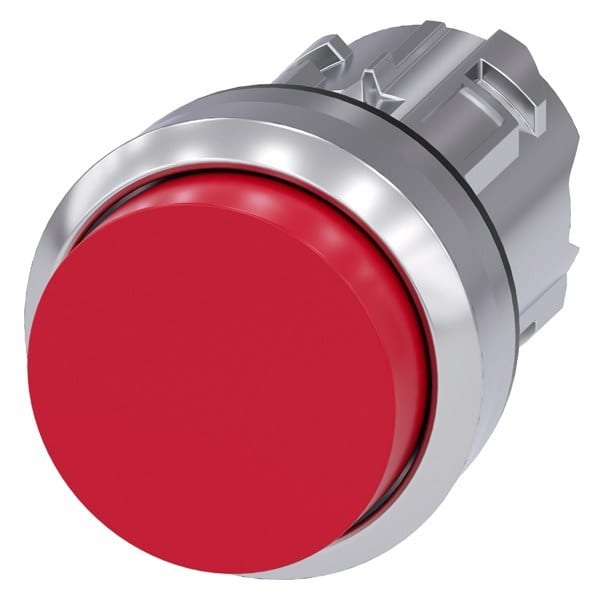 SIEMENS - Drucktaster, 22mm, rund, Metall, hochglanz, rot, Druckknopf, hoch, verrastbar