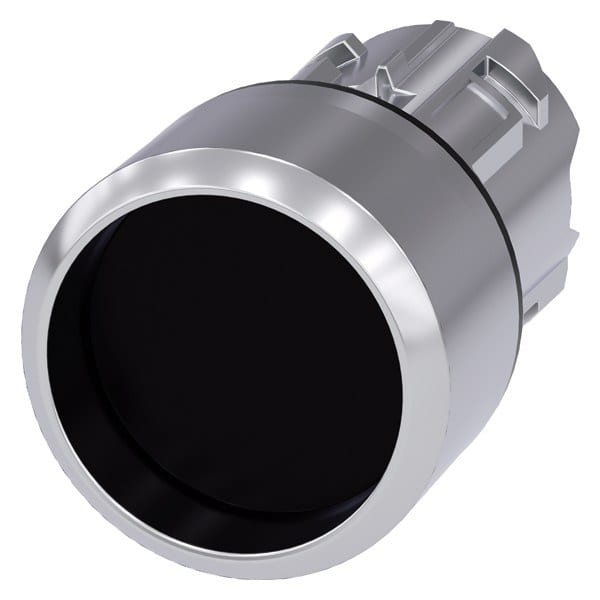 SIEMENS - Drucktaster, 22mm, rund, Metall, hochglanz, schwarz, Frontring