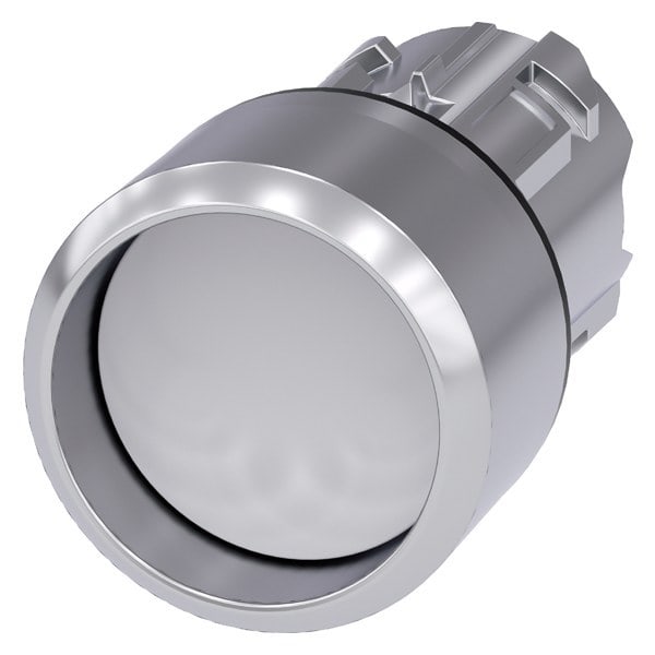 SIEMENS - Drucktaster, 22mm, rund, Metall, hochglanz, weiß, Frontring