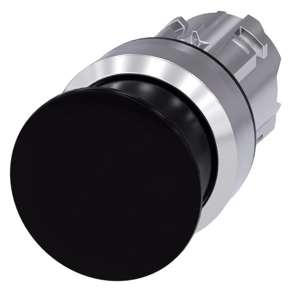 SIEMENS - Pilzdrucktaster, 22mm, rund, Metall, hochglanz, schwarz, 30mm