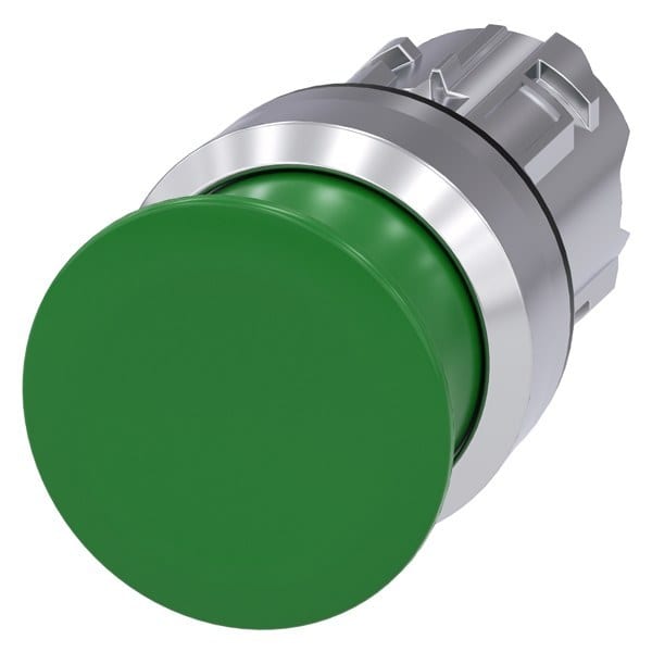 SIEMENS - Pilzdrucktaster, 22mm, rund, Metall, hochglanz, grün, 30mm