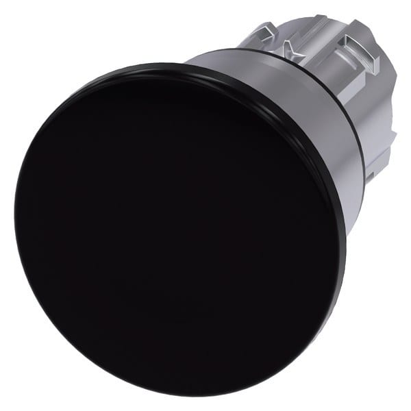 SIEMENS - Pilzdrucktaster, 22mm, rund, Metall, hochglanz, schwarz