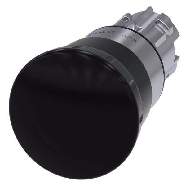 SIEMENS - Pilzdrucktaster, 22mm, rund, Metall, hochglanz, schwarz, Drehentriegelung