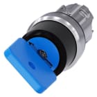 SIEMENS - Schlüsselschalter O.M.R, 22mm, rund, Metall, hochglanz, blau, Schlüsselabzug O