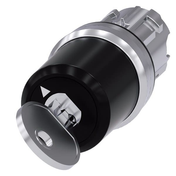 SIEMENS - Schlüsselschalter Siemens, C, 22mm, rund, Metall, hochglanz, Schlüsselabzug O