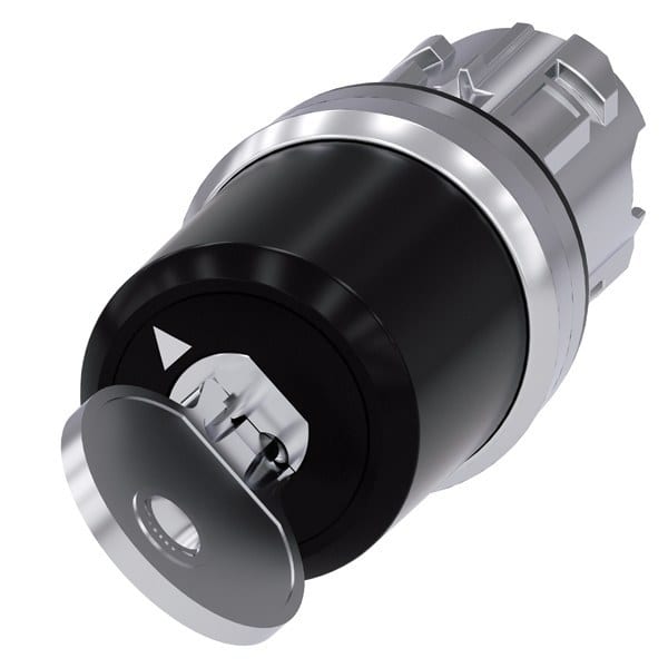 SIEMENS - Schlüsselschalter Siemens, B, 22mm, rund, Metall, hochglanz, Schlüsselabzug O