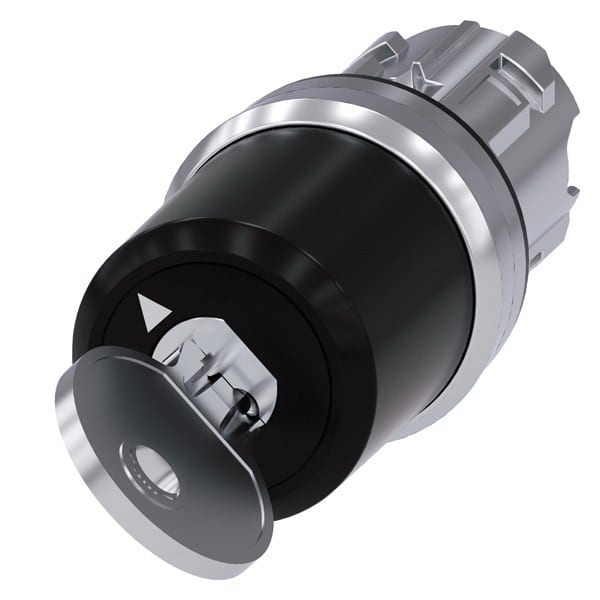 SIEMENS - Schlüsselschalter Siemens, B, 22mm, rund, Metall, hochglanz, Schlüsselabzug O+I