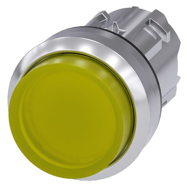 SIEMENS - Drucktaster, beleuchtet, 22mm, rund, Metall, hochglanz, gelb, Druckknopf