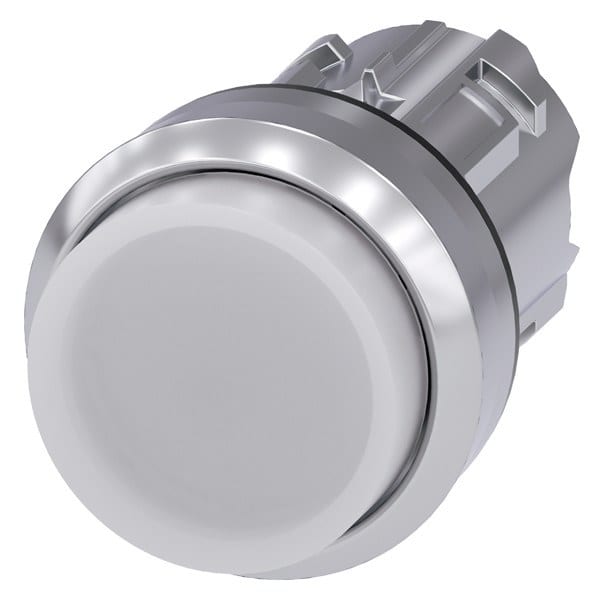 SIEMENS - Drucktaster, beleuchtet, 22mm, rund, Metall, hochglanz, weiß, Druckknopf