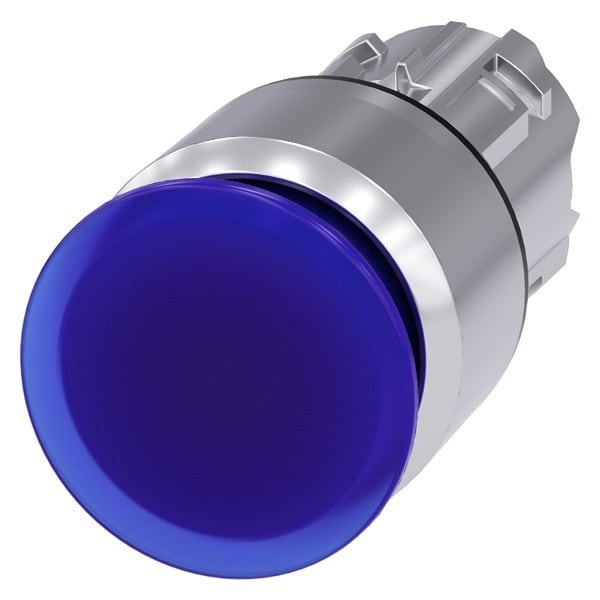SIEMENS - Pilzdrucktaster, beleuchtet, 22 mm, rund, Metall, hochglanz, blau, 30 mm