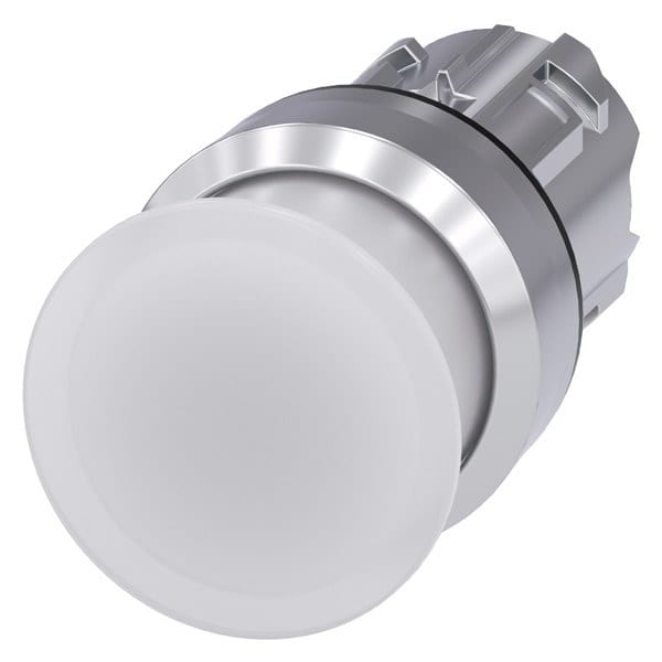 SIEMENS - Pilzdrucktaster, beleuchtet, 22mm, rund, Metall, hochglanz, weiß, 30mm