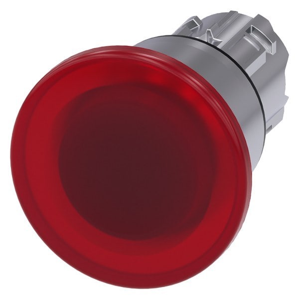 SIEMENS - Pilzdrucktaster, beleuchtet, 22mm, rund, Metall, hochglanz, rot, 40mm