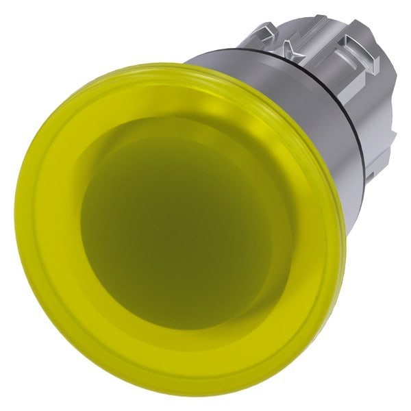 SIEMENS - Pilzdrucktaster, beleuchtet, 22mm, rund, Metall, hochglanz, gelb, 40mm