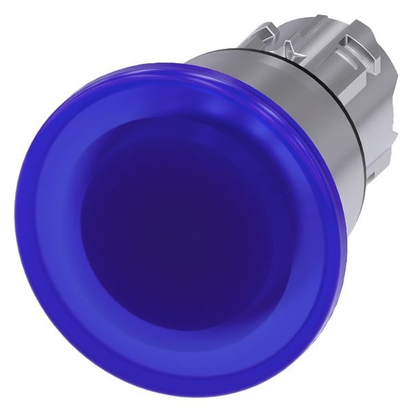 SIEMENS - Pilzdrucktaster, beleuchtet, 22mm, rund, Metall, hochglanz, blau