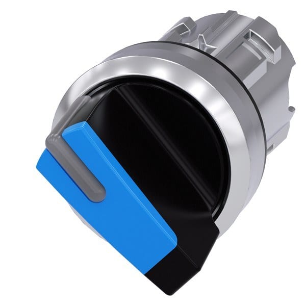 SIEMENS - Knebelschalter, beleuchtbar, 22mm, rund, Metall, hochglanz, blau