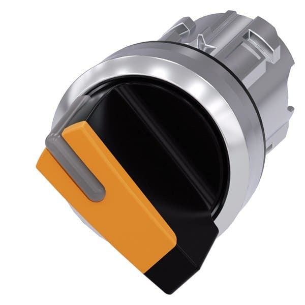 SIEMENS - Knebelschalter, beleuchtbar, 22mm, rund, Metall, hochglanz, amber