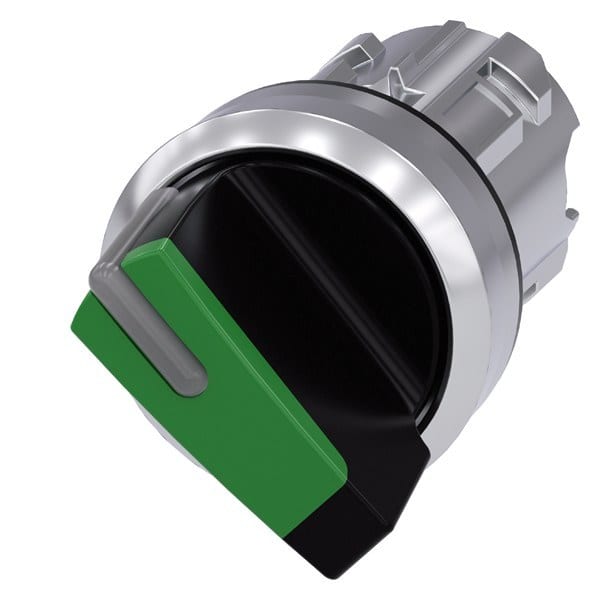 SIEMENS - Knebelschalter, beleuchtbar, 22mm, rund, Metall, hochglanz, grün