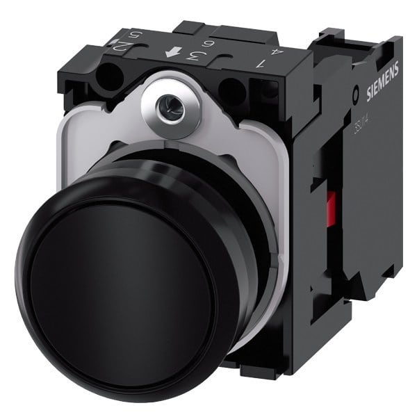SIEMENS - Drucktaster, 22mm, rund, Kunststoff, schwarz, Druckknopf, 1Ö