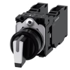 SIEMENS - Knebelschalter, beleuchtbar, 22mm, rund, Kunststoff, schwarz, weiß, 2x1S+1Ö